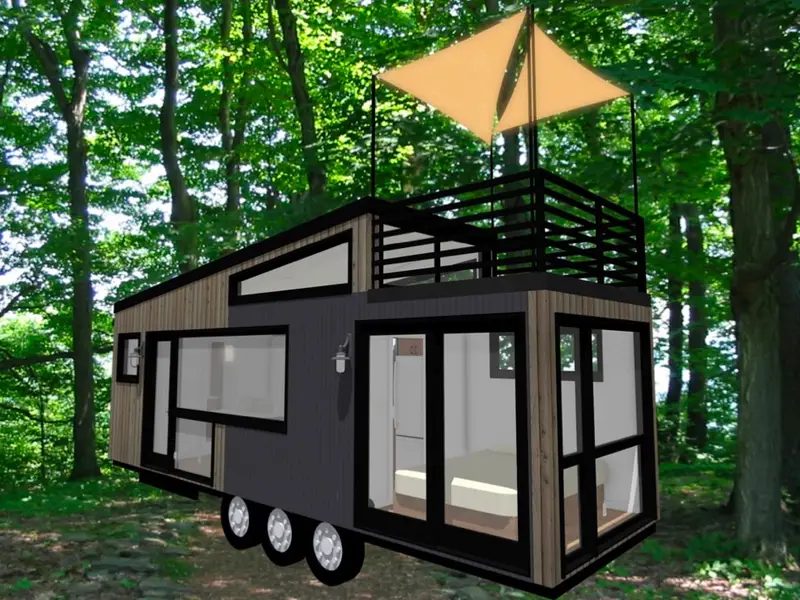 Roslyn 32' Luxury Tiny Home with a Main Floor Bedroom and Rooftop Patio — 2 bedroom Tiny House — 1049 sqft for sale in Pleasant Grove, Utah