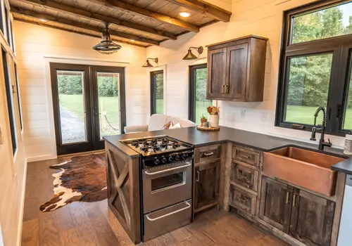 Timbercraft Big Sky model is a modern rustic and luxurious tiny home park model! detail photo 4