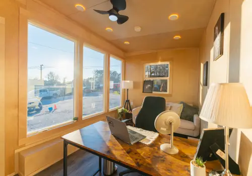 16ft Backyard Office with Panoramic Windows, Natural Wood Interior, and Modern Upgrades detail photo 3