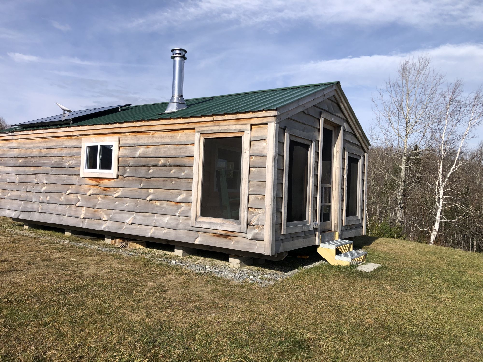 Turnkey Off-Grid Cabin (Windham, VT) — Transportable, Fully Furnished, w/solar, propane, compost toilet, electrical, plumbing, satellite internet